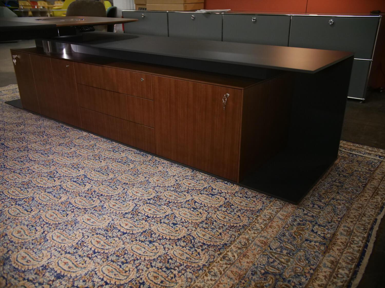 Walter Knoll - Keypiece Communication Desk Nussbaum Höhenverstellbar Mit Leder Ein- Und Auflagen - 15