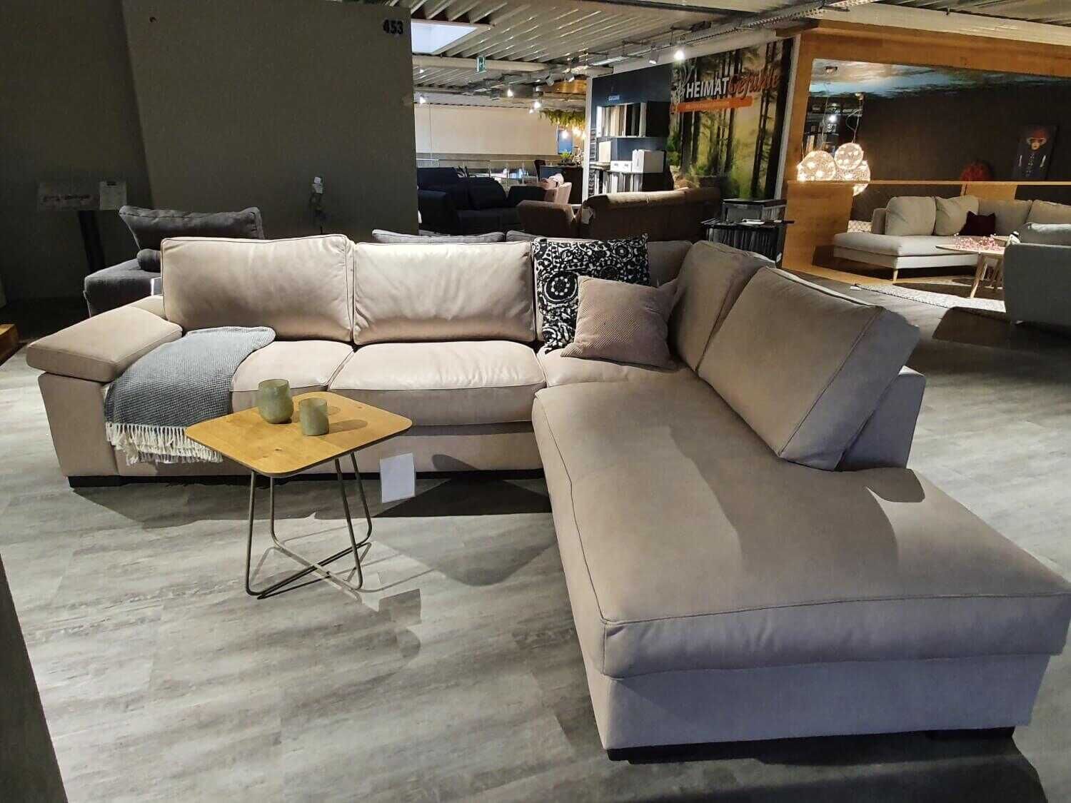 Meisterstücke - Ecksofa M-200 Nubukleder PG 30 Twilight Grey mit 5 Rückenkissen - 3
