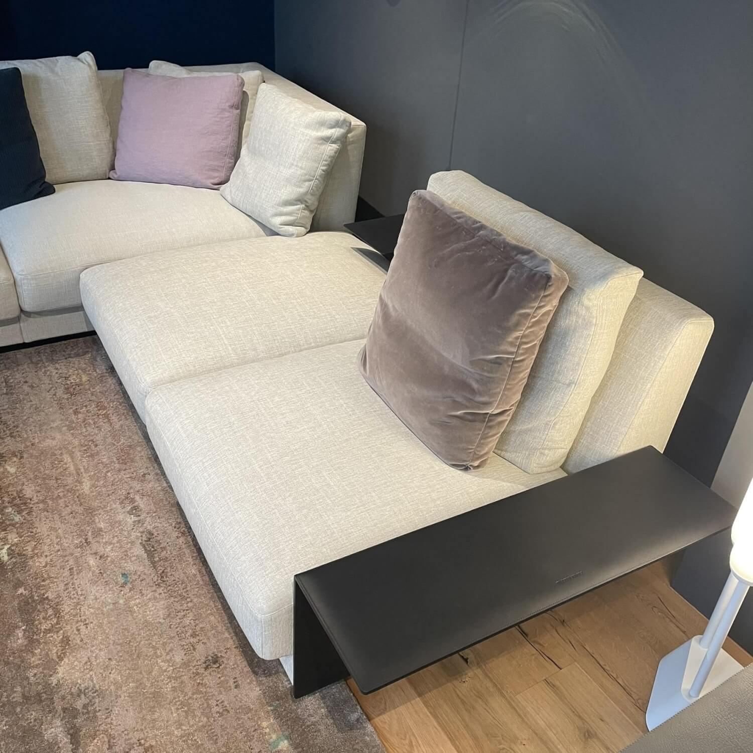 Walter Knoll - Ecksofa Grand Suite Bezug Garbo 7846 Shell Grau Beige Mit 6 Kissen - 3