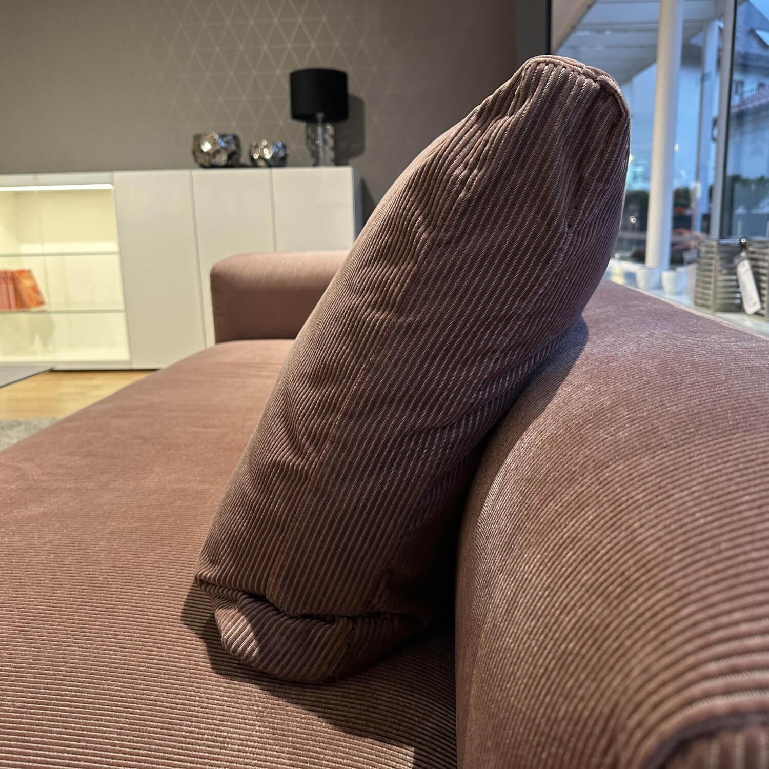 COR - Sofa Moss fabric 9075 old rose pink foot chrome-plated with stool - 5