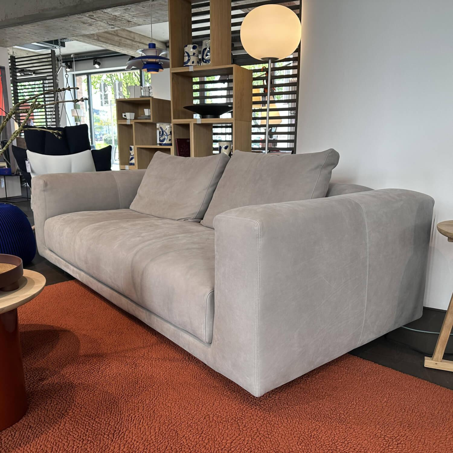COR - Sofa Moss Leder Puro 684 Grigio Grau Füße Metall Verchromt Inklusive Filzgleiter - 3
