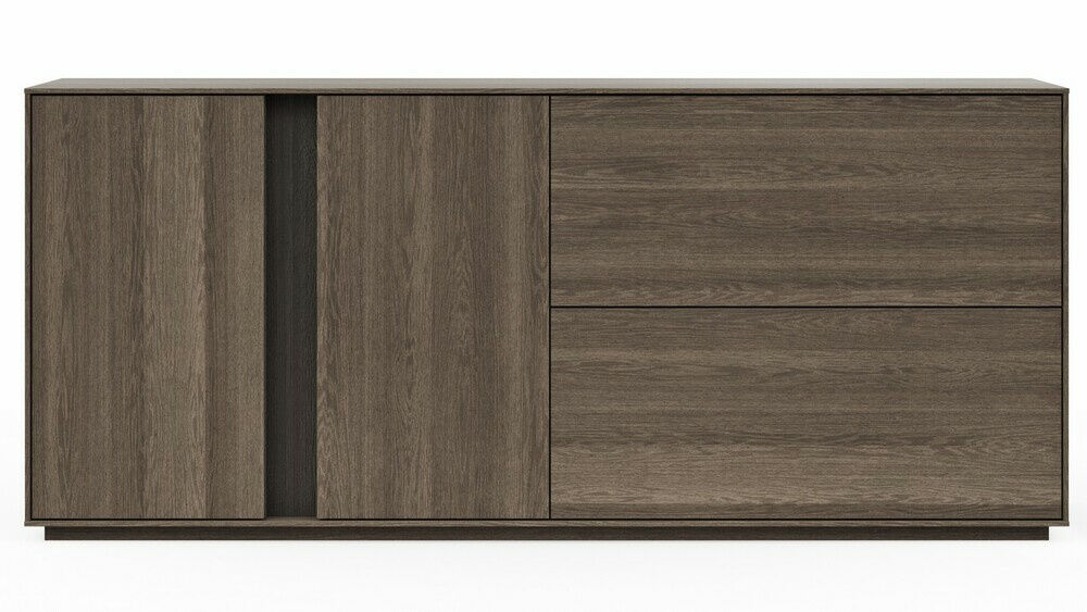 Natura - Sideboard SSS09 Saratoga Buche Massiv Silbergrau Geölt mit LED-Beleuchtung - 1