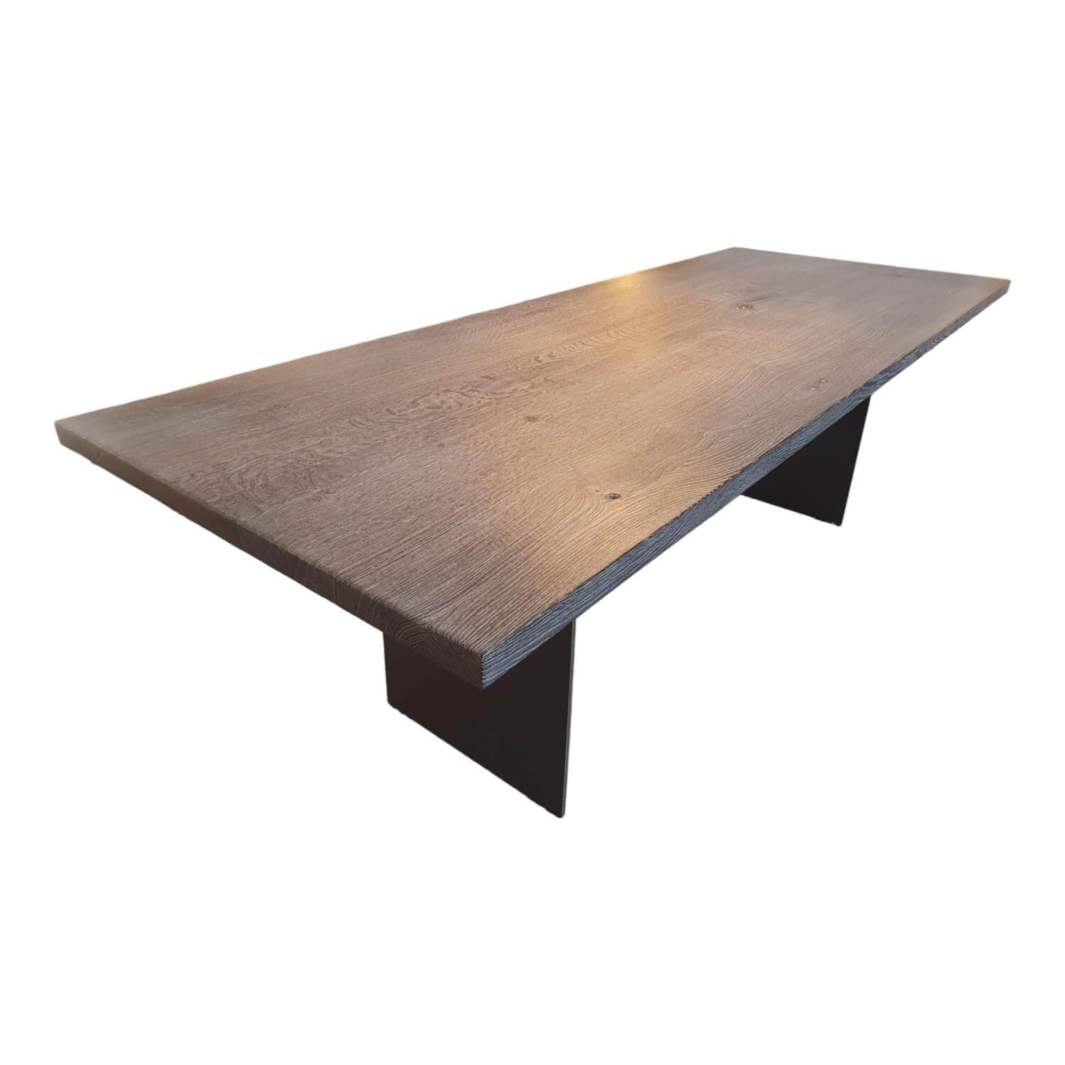 Janua - Esstisch SC41 Platte Eiche Geköhlt Und Gekalkt Gestell Rohstahl Natur Lackiert - 1