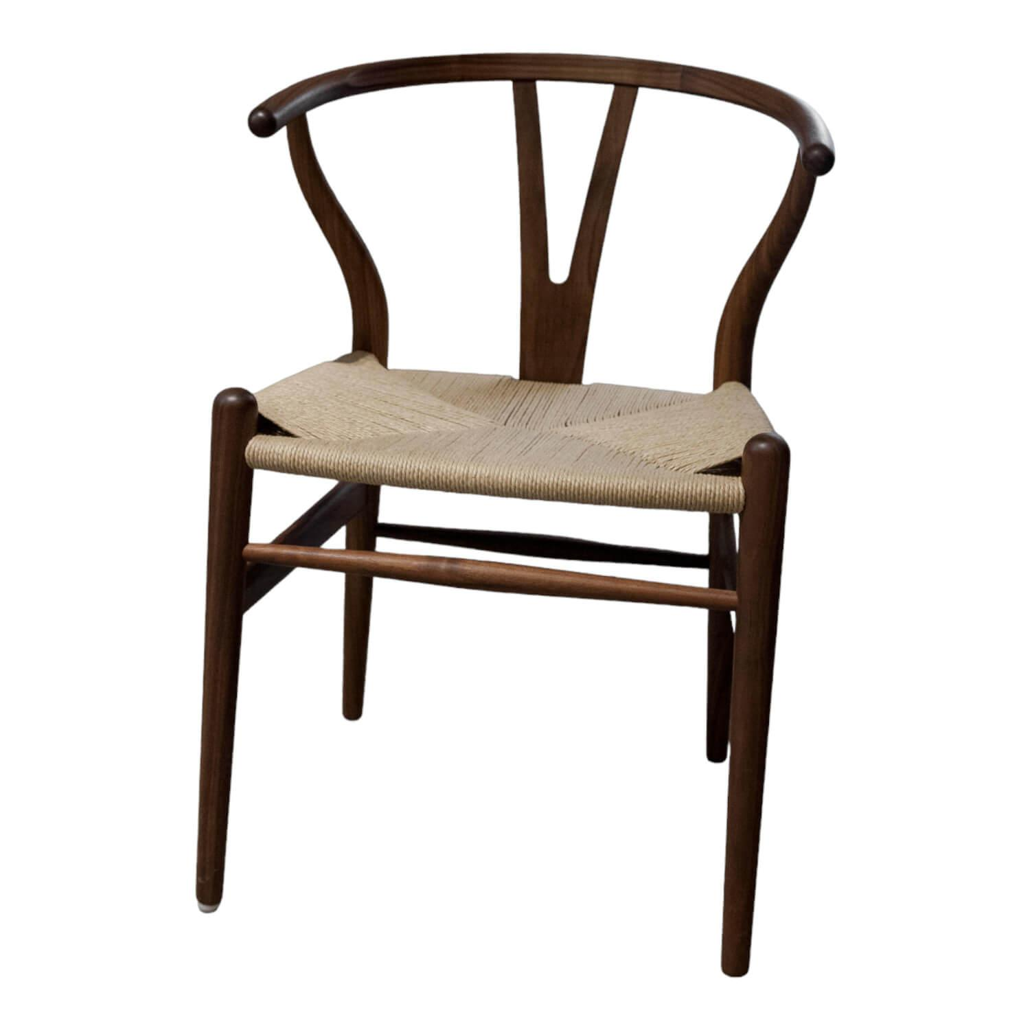 4-er Set Stuhl CH24 Wishbone Chair Sitzfläche Papierkordel Natur Gestell Nussbaum