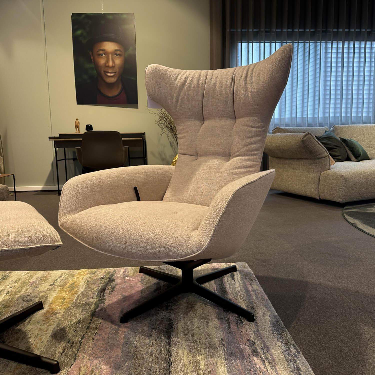 Walter Knoll - Sessel Onsa Stoff Gaia 7889 Champagne Beige Gestell Metall Bronze Pulverbeschichtet Inklusive Hocker - 4