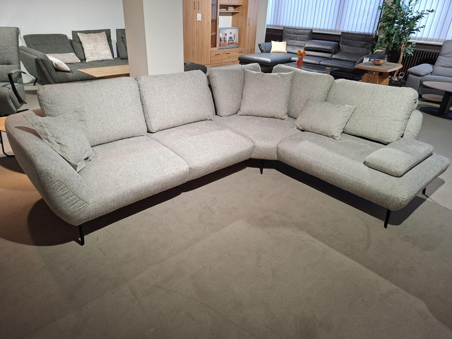 Poco - Ecksofa Benton Stoff Baltimore Light Grey Füße Metall Schwarz - 3