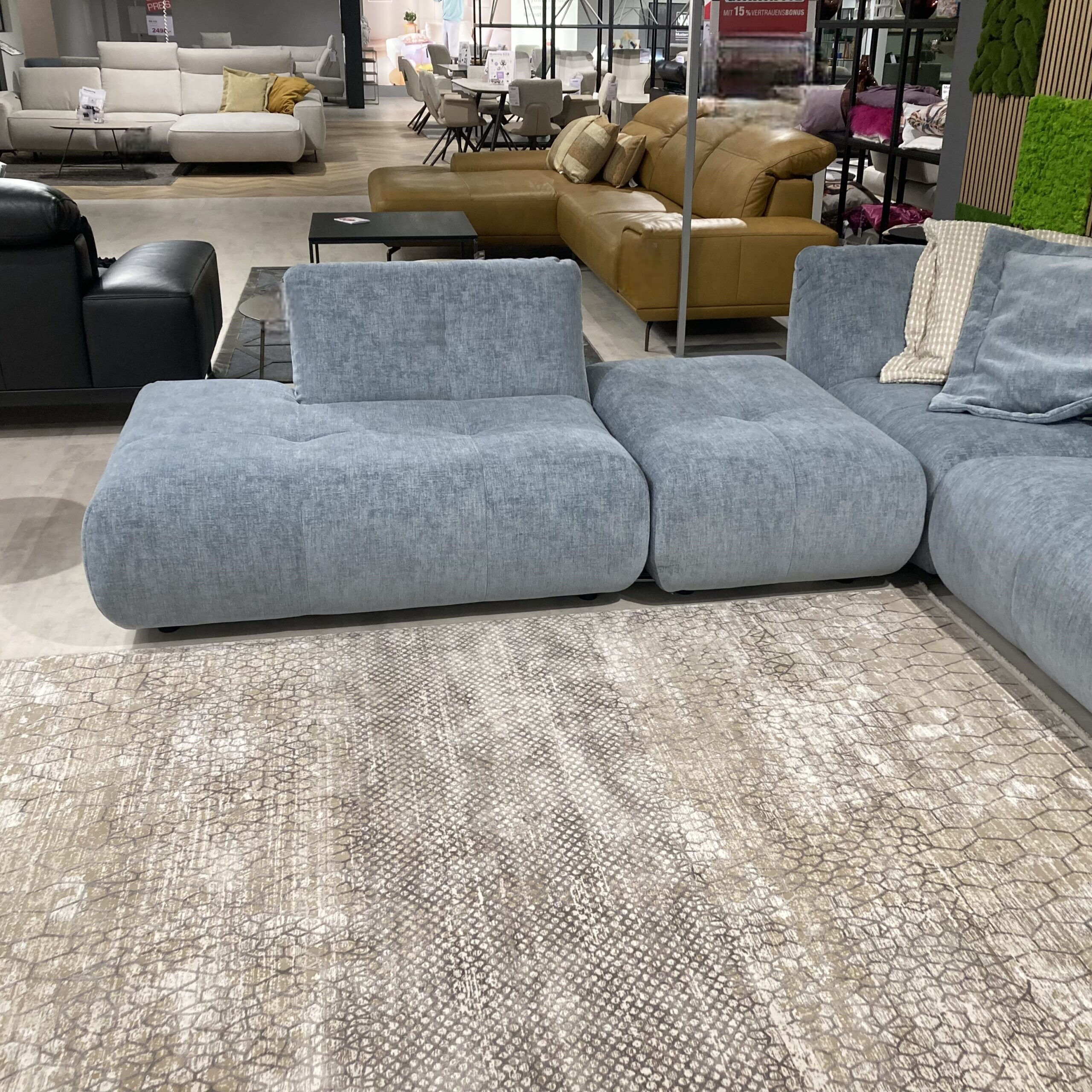 Musterring - Wohnlandschaft Romy Stoff Cosmopolitan Blau Füße Kunststoffgleiter Schwarz Inklusive Flatterkissen - 3