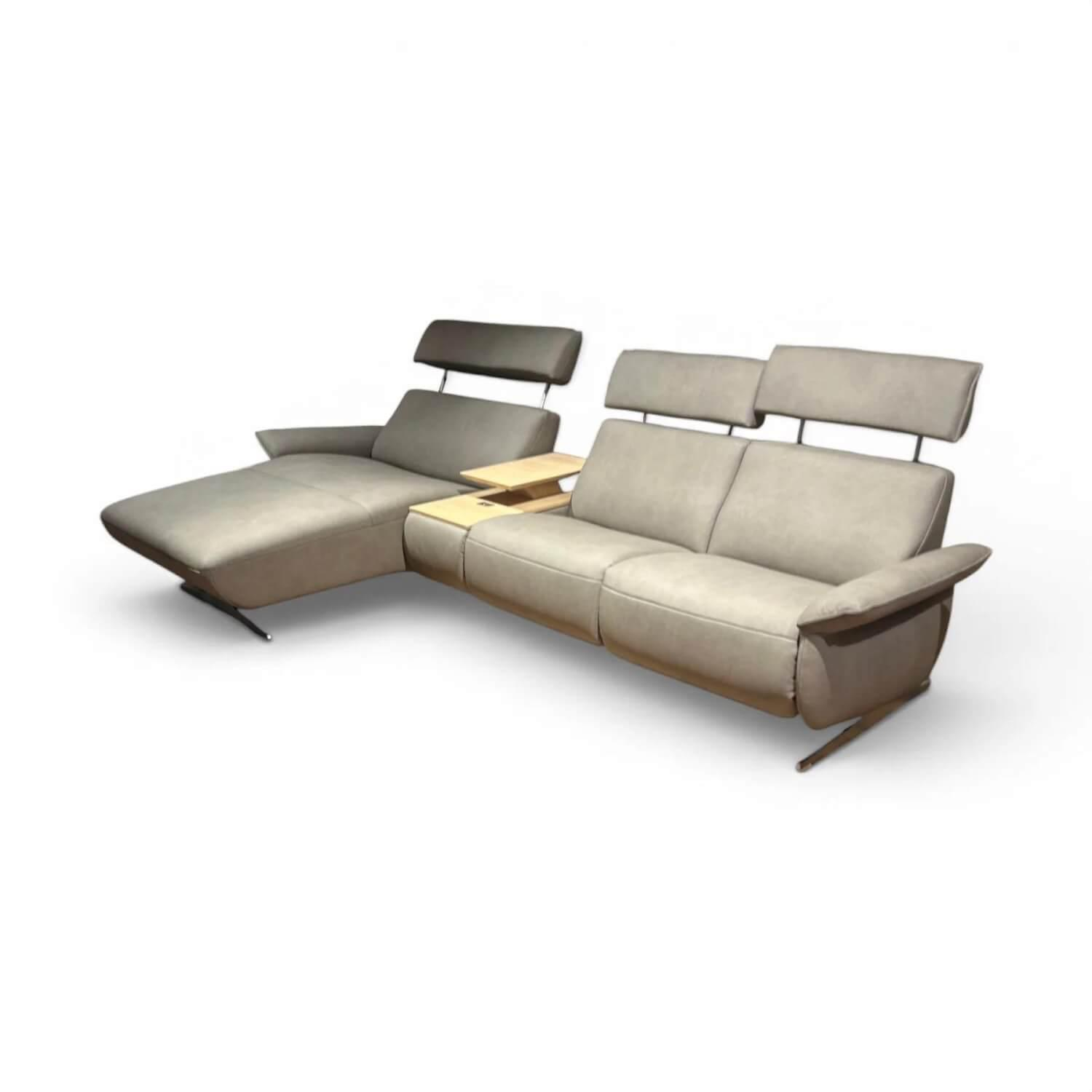 himolla - Ecksofa 4254 Leder Leonessa Fjord Grau Füße Metall Schwarz Inkl. Elektr. Kopfteilverstellung, Rücken und Fußteilverstellung - 3