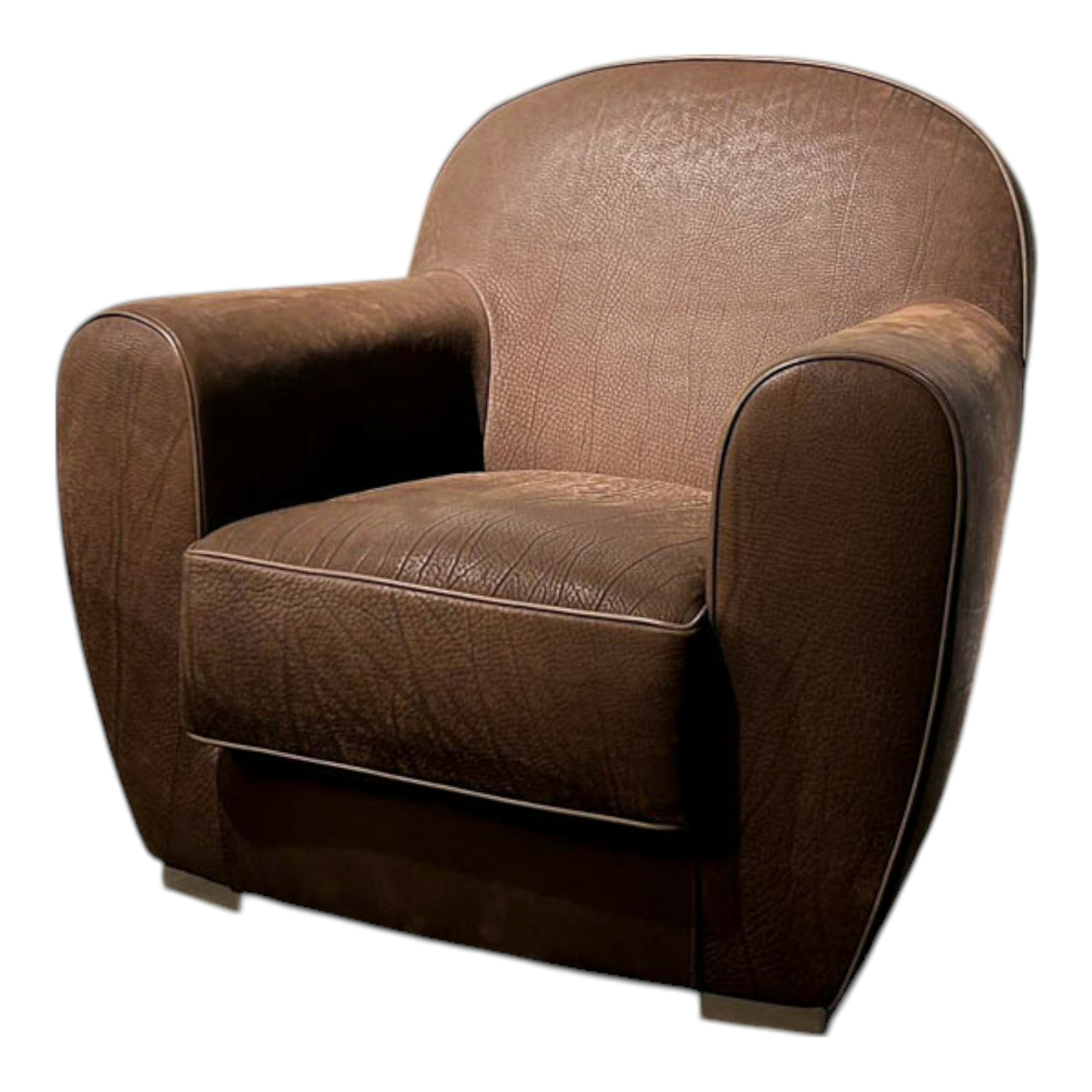 Baxter - Sessel Amburgo Baby Leder Rhino Ebony Dunkelbraun Keder Glace - 1