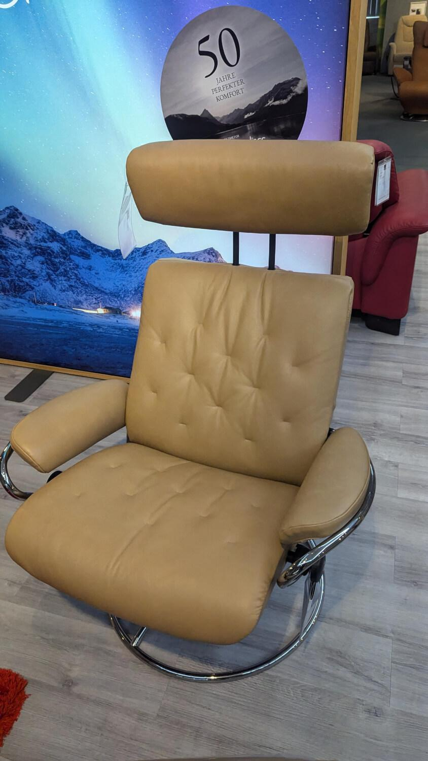 Stressless - Sessel Metro Leder Paloma 43 Almond Braun Gestell Standard 40 Aluminium Mit Hocker - 4