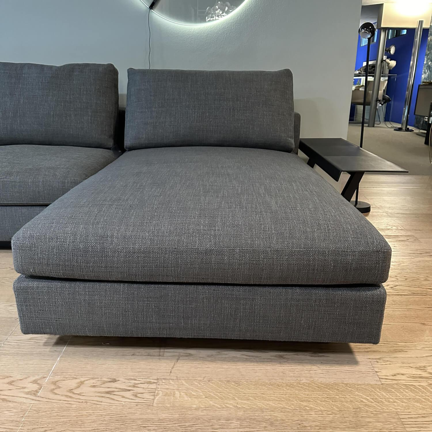 Walter Knoll - Ecksofa Living Landscape 755 Stoff Lucia 7680 Moonlight Grau Sockel Buche Schwarz Mit Side Table Massivholz Eiche - 6