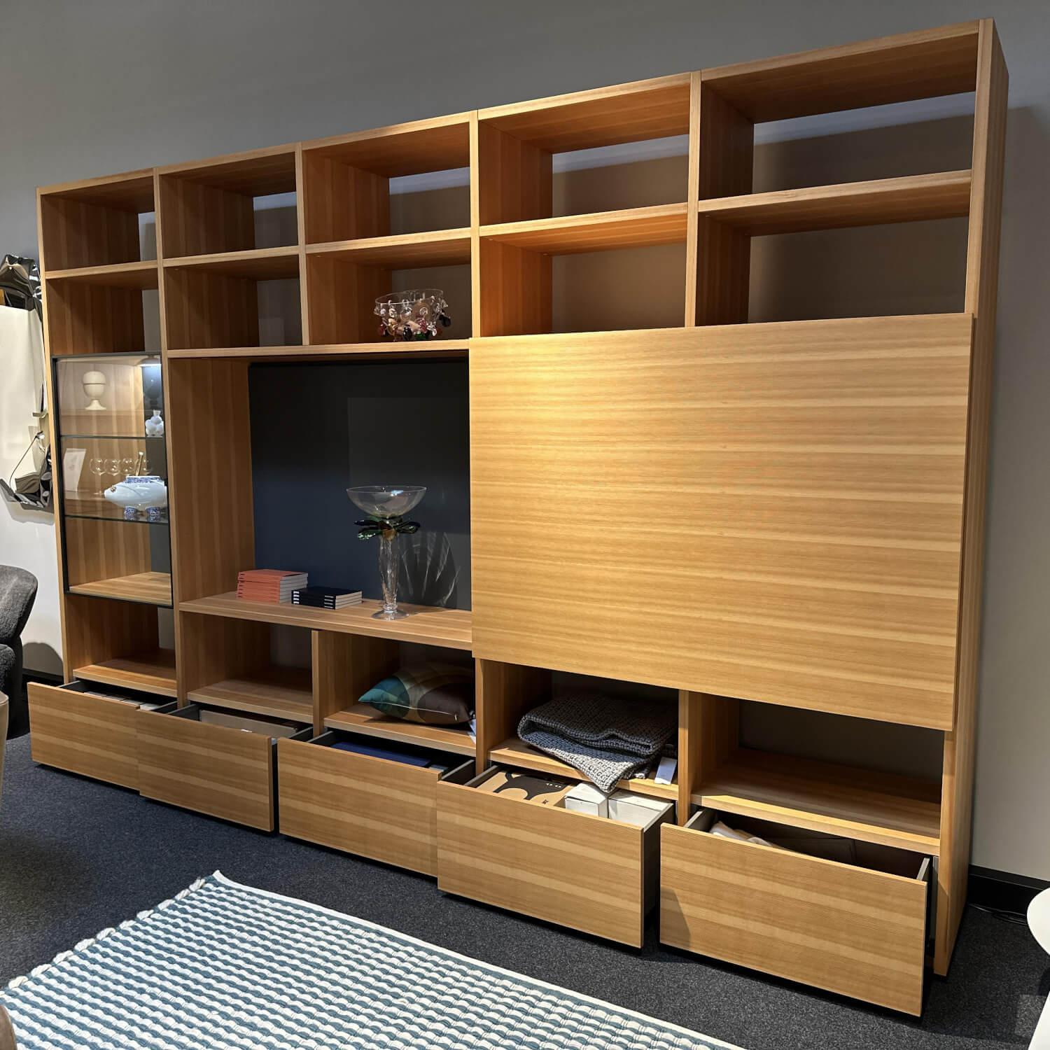 Porro - System Wand Strucktur W30 Hemlock Holz Rückwand L03 Ardesia Schiefer Mit Beleuchtung - 5