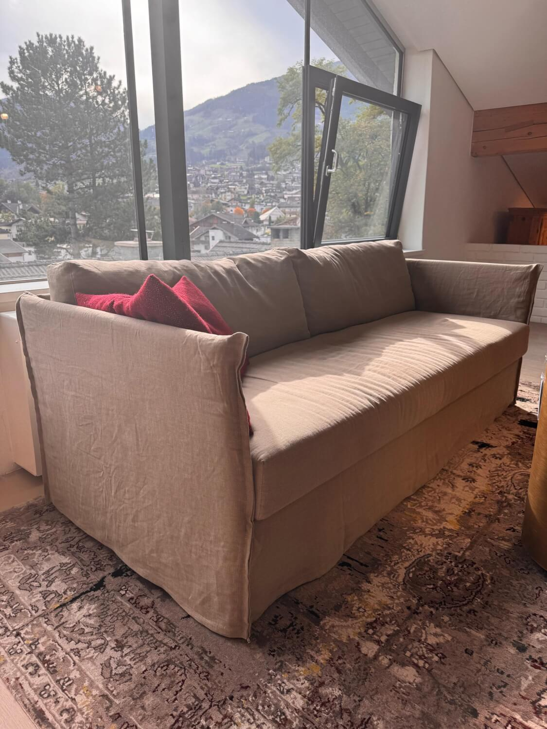 Meridiani - Sofa Fox Bezug Stoff Santos Taupe Beige Füße Metall Inklusive 2 Rückenkissen - 6