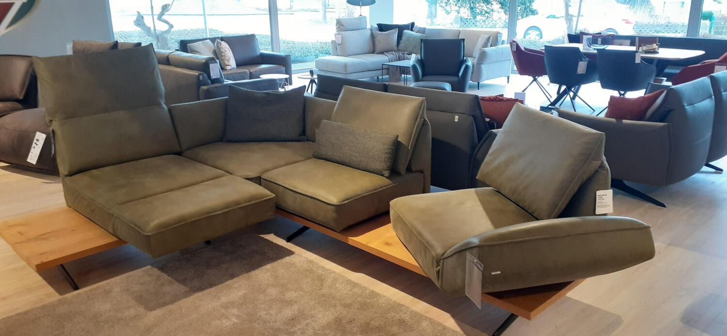 Koinor - Ecksofa Phoenix Leder A Verde Grün Füße Schwarz mit Drehfunktion - 4
