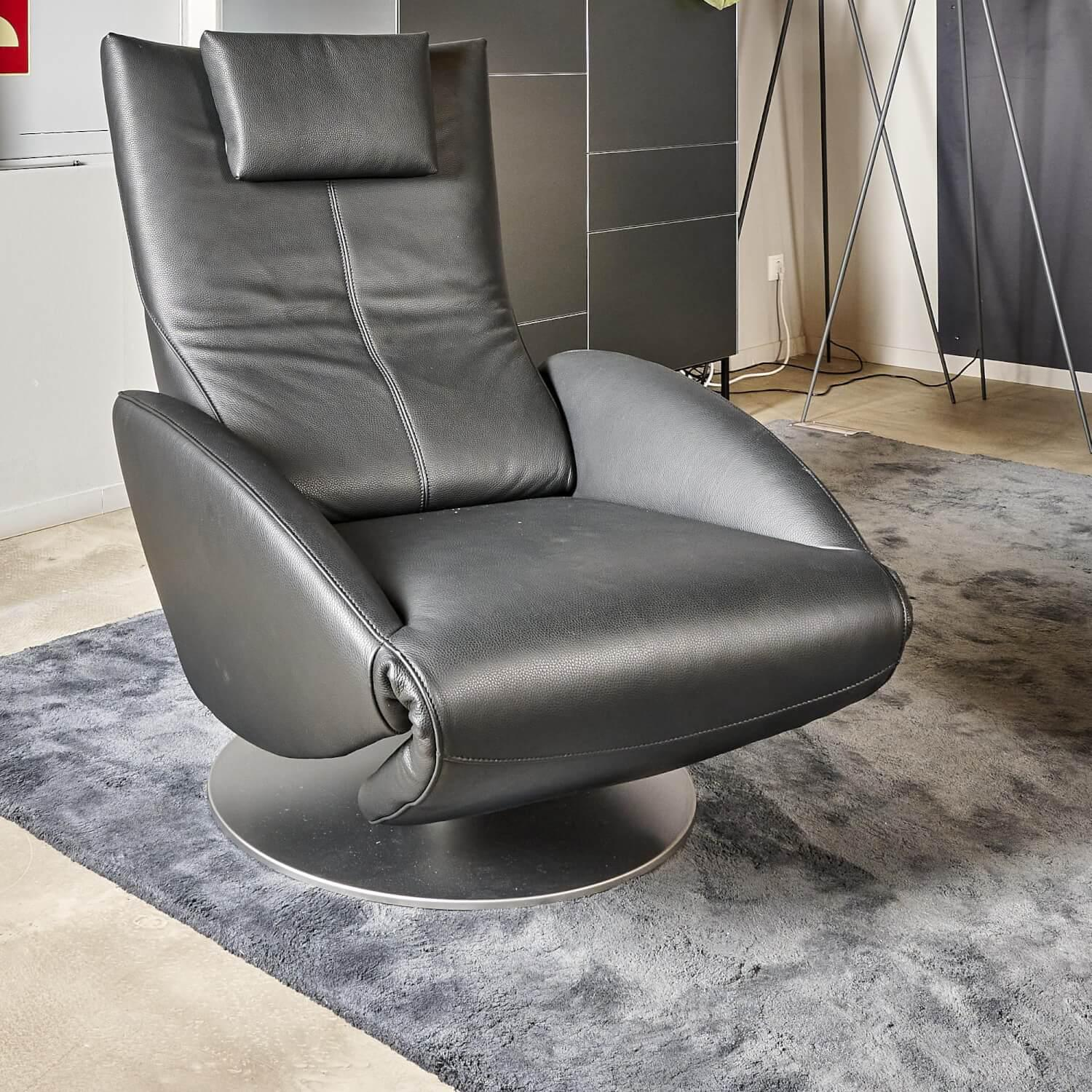 FSM - Relaxsessel Mate Mit Motorischer Verstellung Bezug Leder Living Black Drehteller Perlglanz - 13