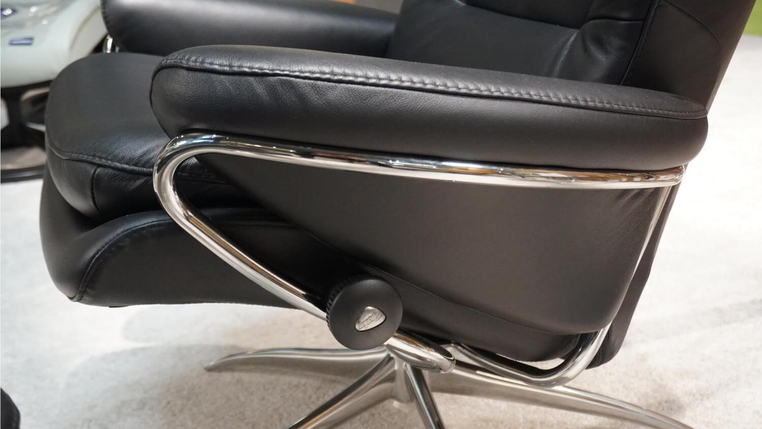 Stressless - Sessel Rome M Black Leder Gestell Star Alumunium Inklusive Hocker - 2