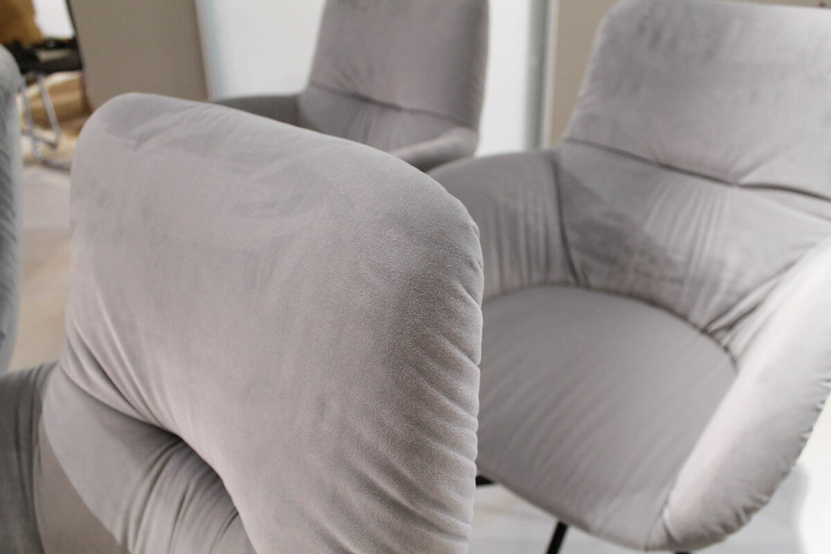 Werther - 4er-Set Stuhl Jona Leger Stoff Hellgrau Gestell Schwarz Drehbar - 6