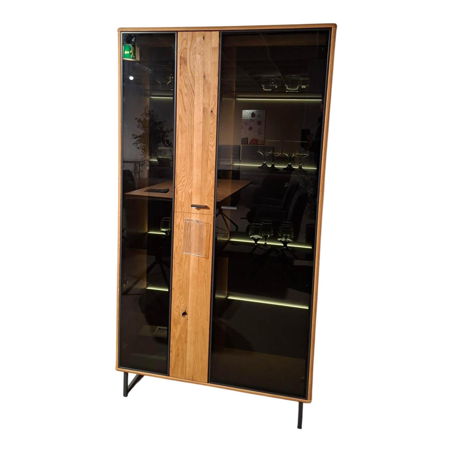 MCA Furniture - Kombivitrine Arezzo Wildeiche Geölt Glas Anthrazit - 1