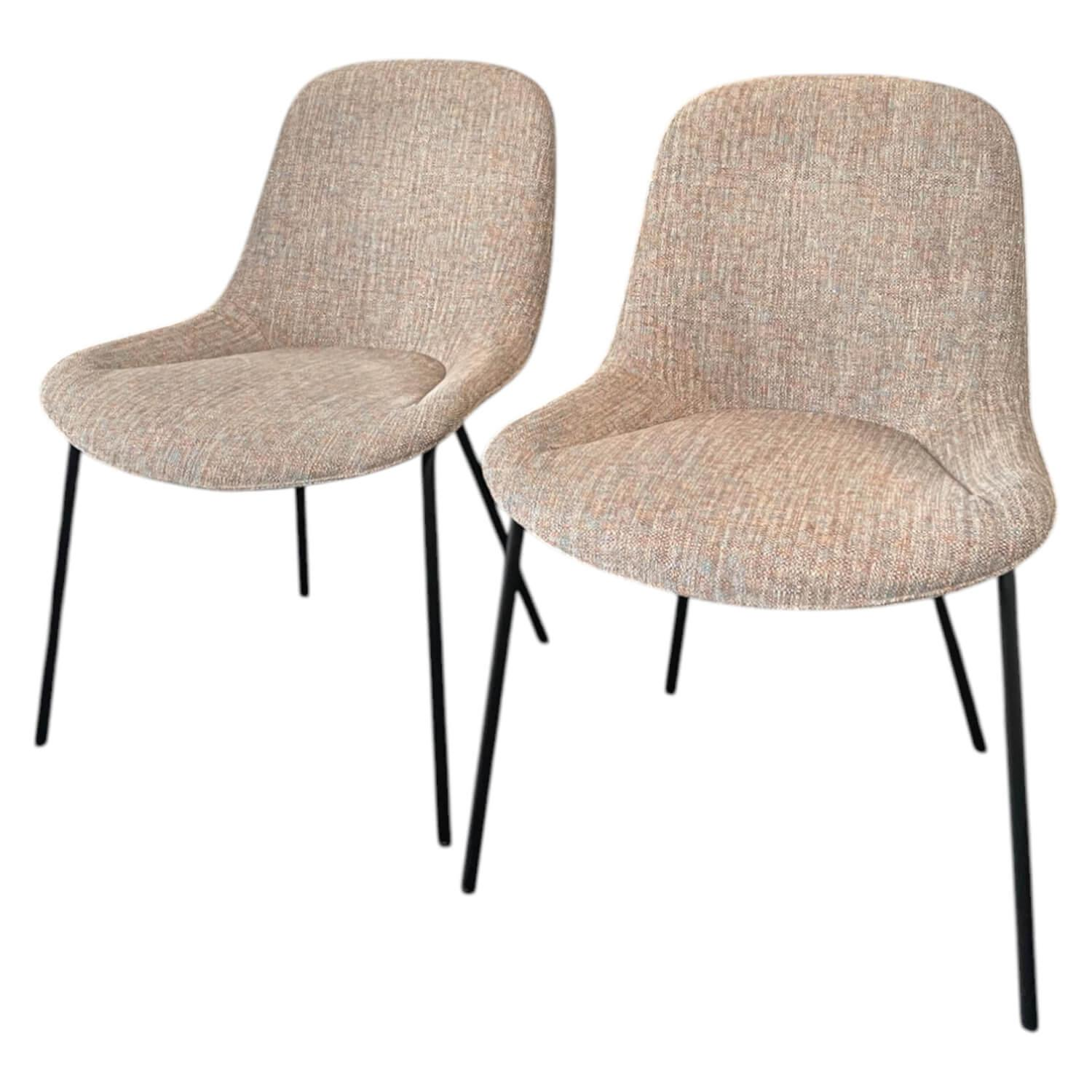 Walter Knoll - 2er-Set Stuhl Sheru Stoff 27 Kimali 7962 Bluewash Beige Gestell Schwarz Pulverbeschichtet - 1