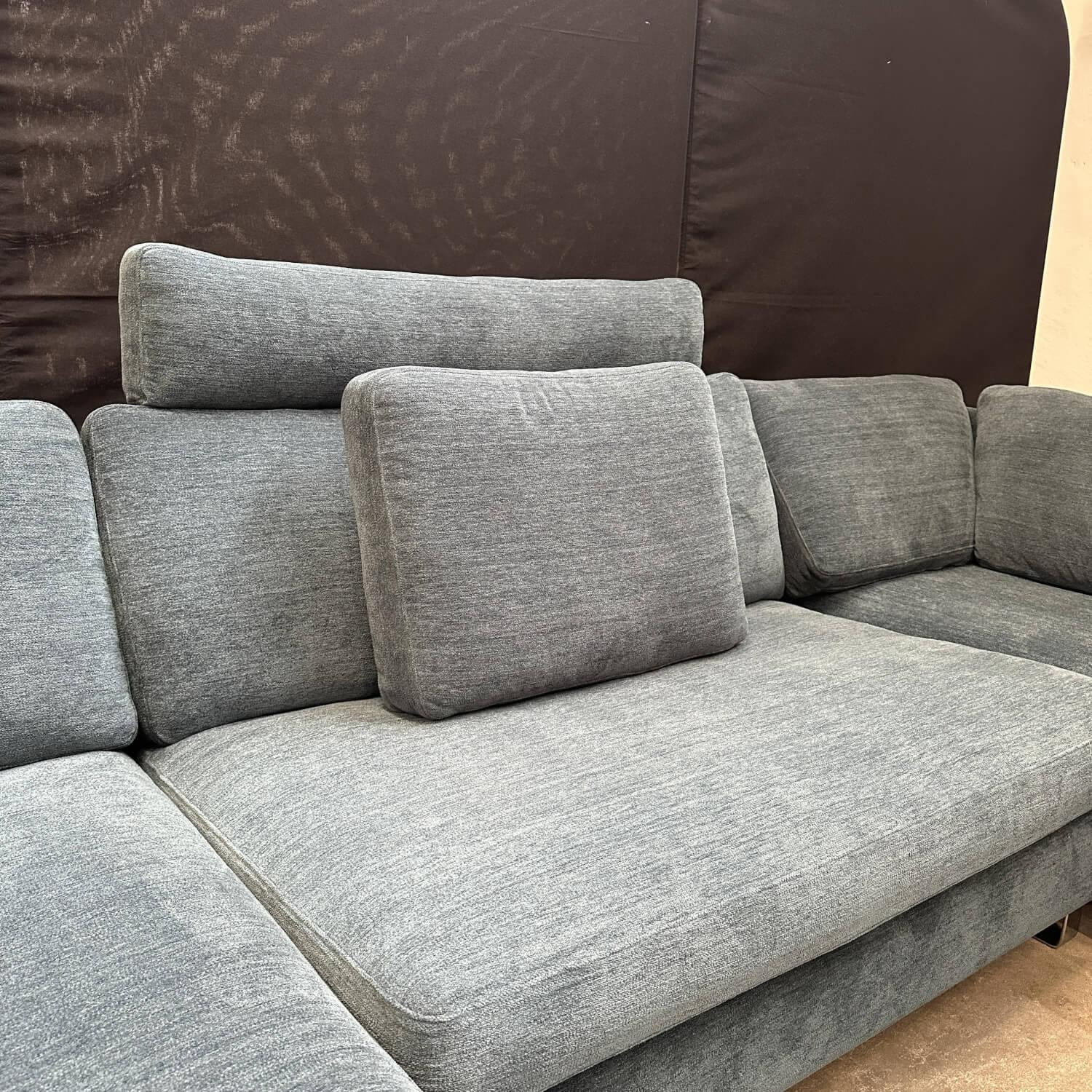 COR - Ecksofa Conseta Stoff 8169 Petrol Blau Metallkufen Verchromt Inklusive Kopfstütze Ohne Kissen - 5