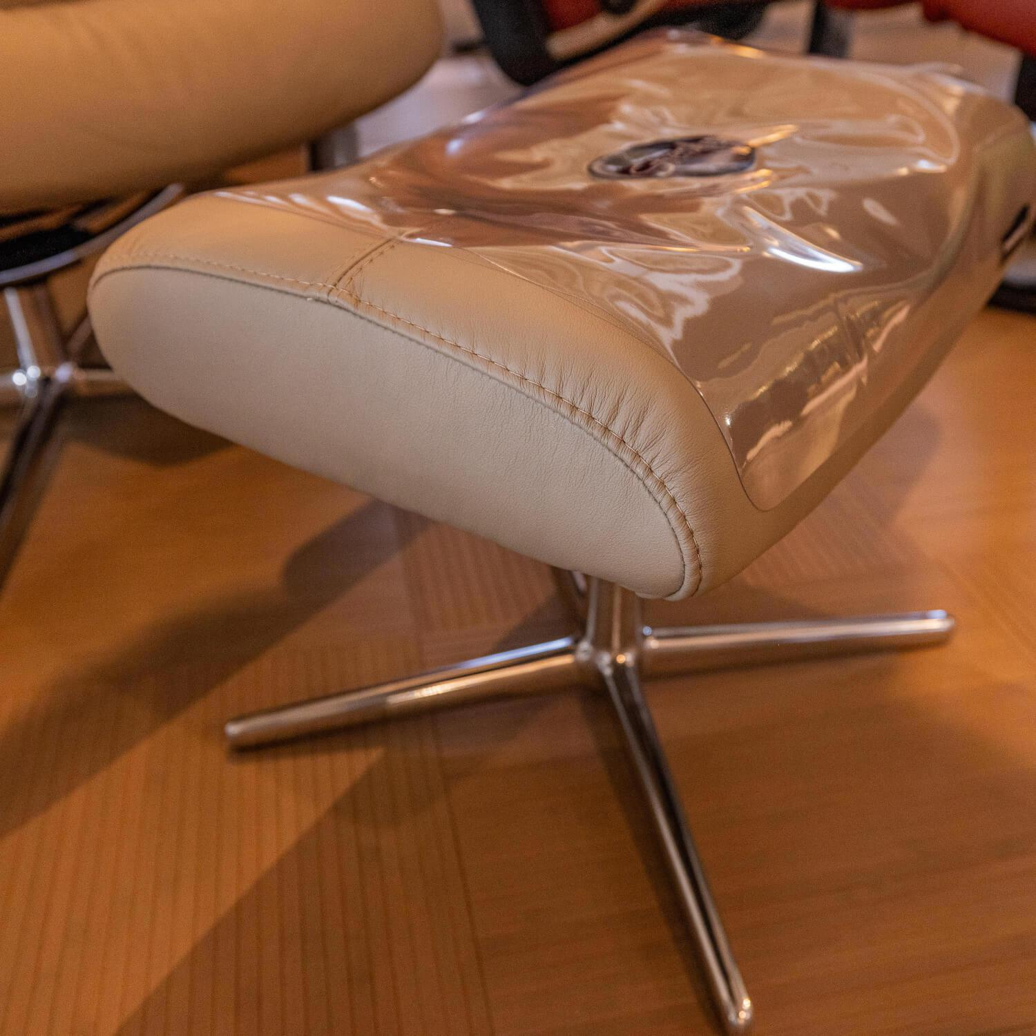 Stressless - Sessel Berlin M Bezug Leder Paloma 45 Mushroom Beige Gestell Cross AH Aluminium 40 - 8