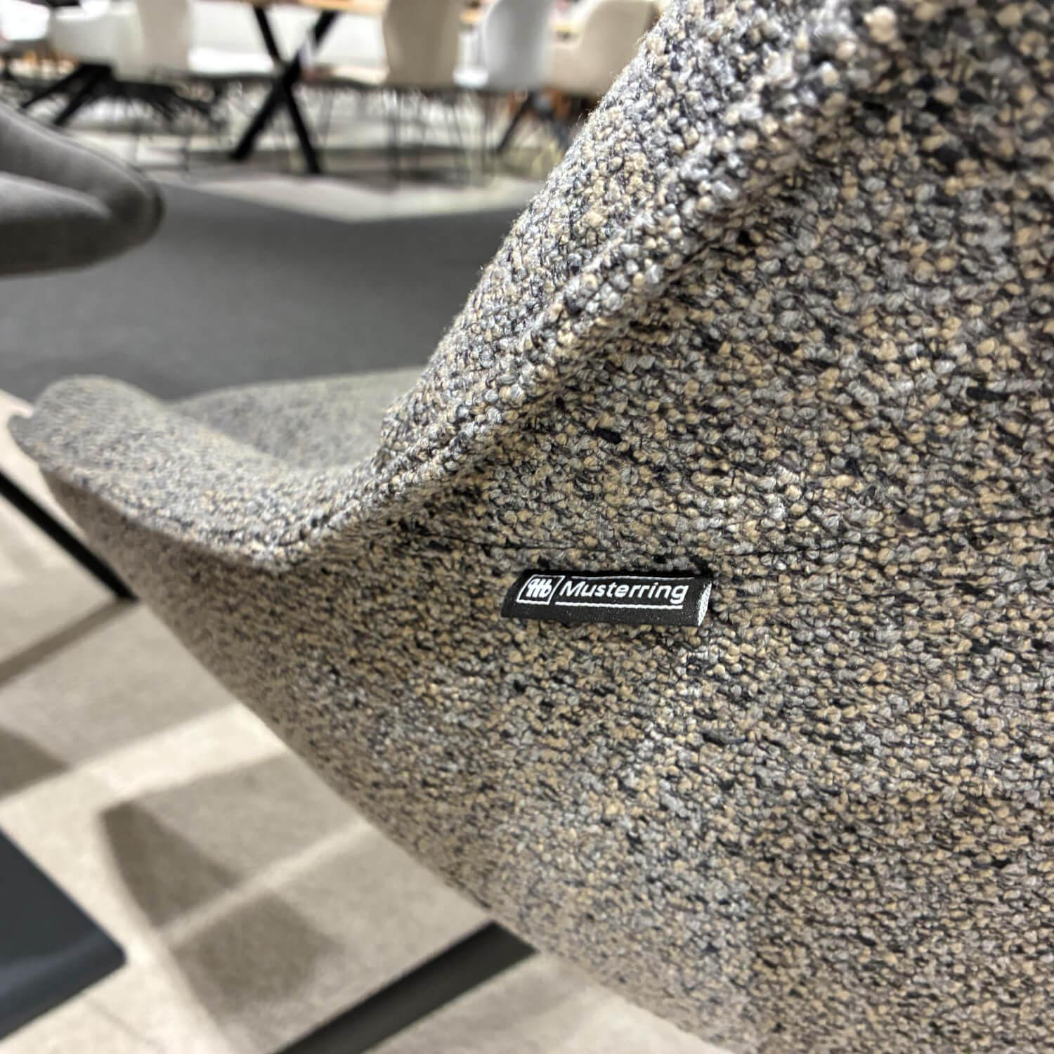 Musterring - Essgruppe Trevio Kerneiche Platte Säule Riffholz Bodenplatte Lack Anthrazit Mit 6 Stühlen Stoff Grau Meliert Drahtgestell Anthrazit Mit Drehfunktion - 4