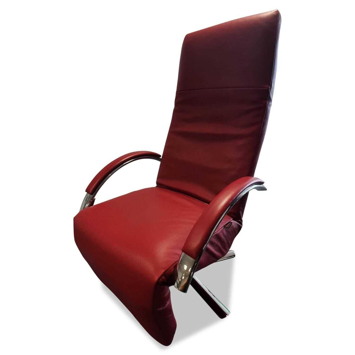 Strässle - Sessel Reno Leder Rot Gestell Verchromt mit Verstellfunktionen - 1