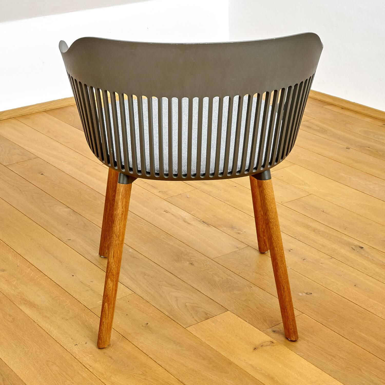 DEDON - Set of 2 armchairs Aiir plastic pepper gray feet teak - 8