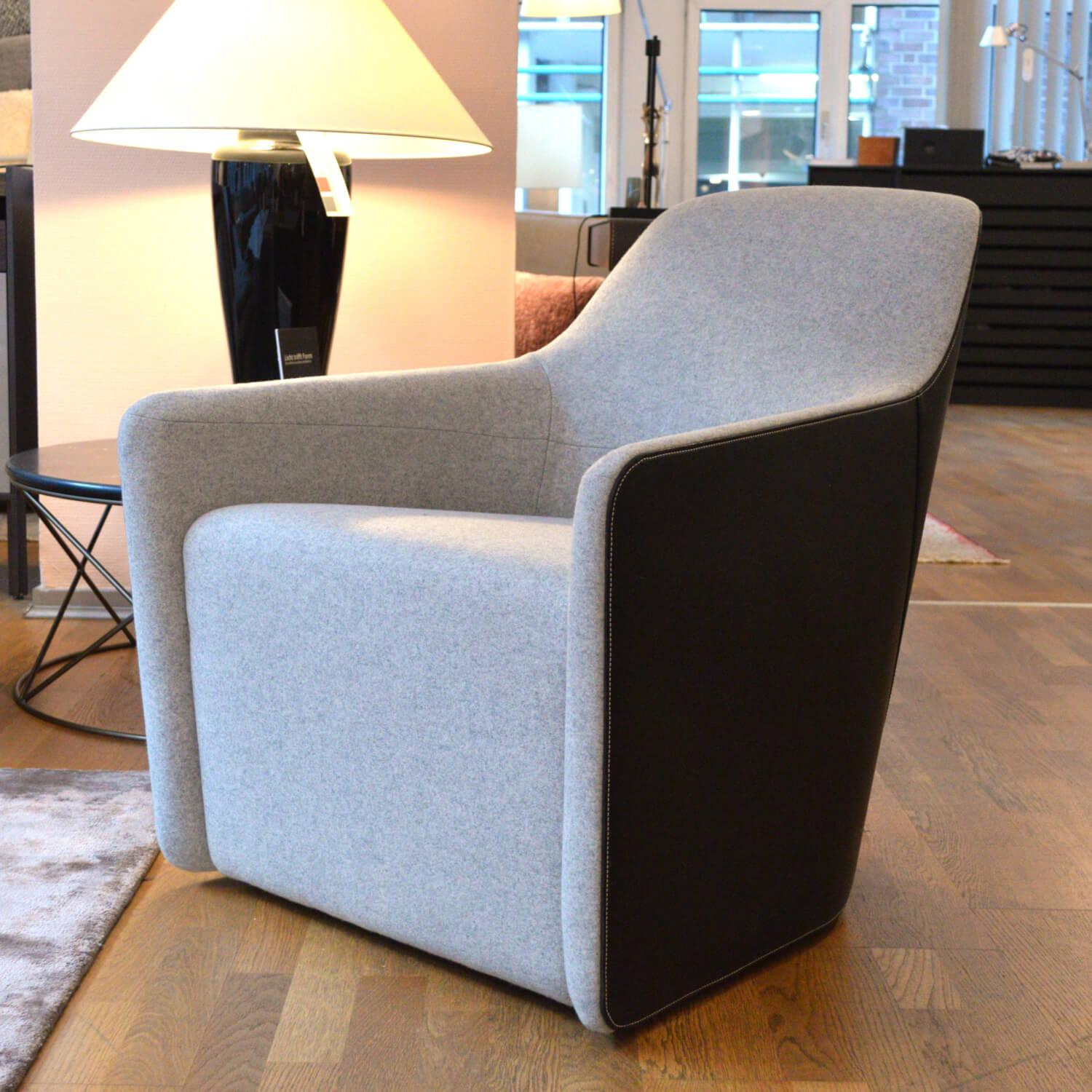 Walter Knoll - Drehsessel Foster 521-10C Stoff Divina Melange 120 Hellgrau Rücken Leder Schwarz - 6