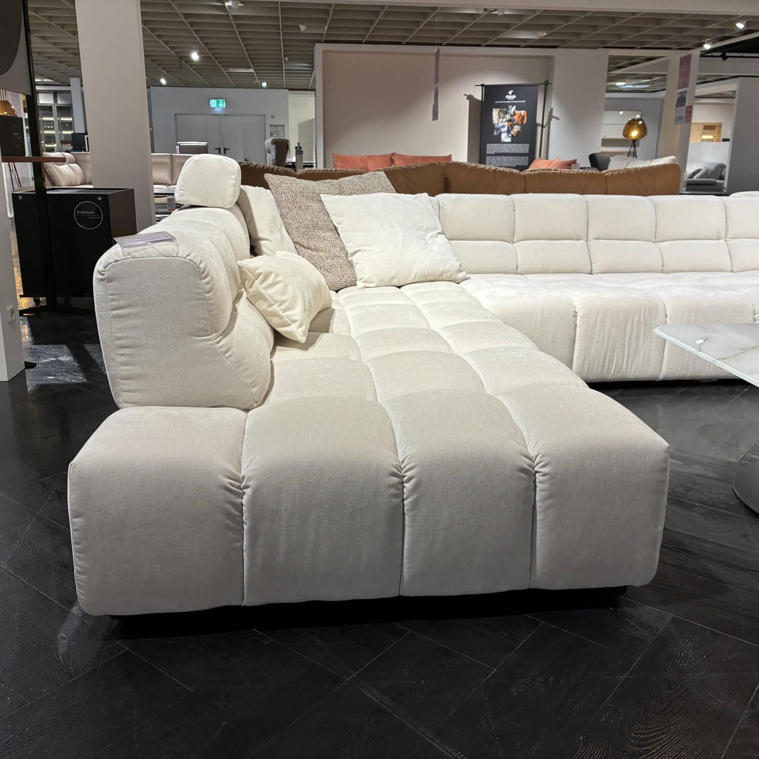 Designwerk - Ecksofa Temple Stoff Earth Ivory Weiß Metallfuß Schwarz Matt B - 2