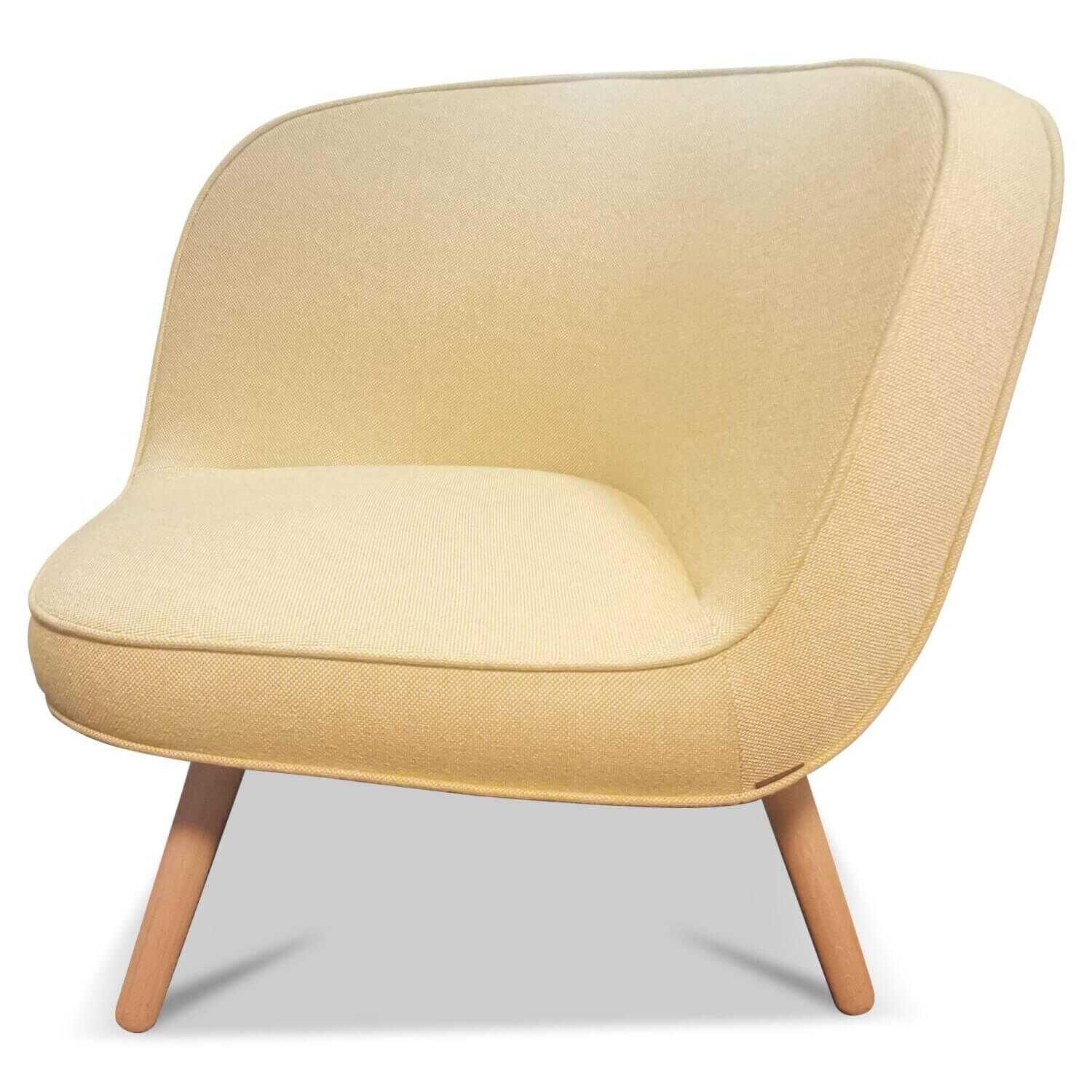 Fritz Hansen - Sessel Via 57 Stoff 2 Hallingdal Gelb Weiß 0407 Gestell Eiche Lackiert - 1