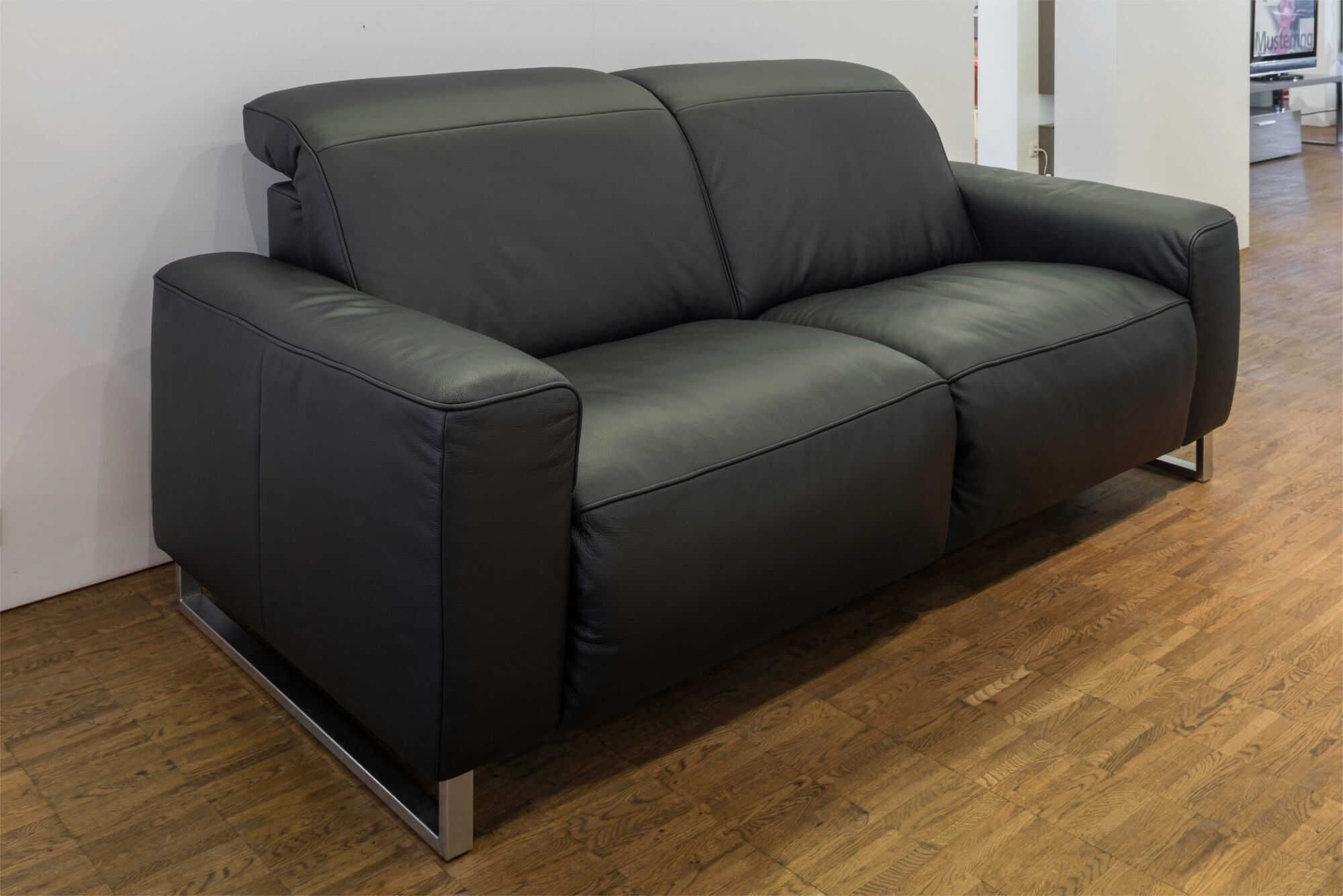 Musterring - Sofa MR 6070 Leder Schwarz Füße Edelstahl Relaxfunktion - 5