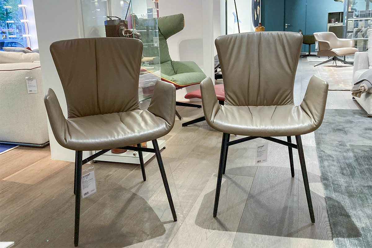 Draenert - Stuhlgruppe Dexter Leder 627 Sandfarben Beige Sternfuß Und Stahlgestell Schwarz - 4
