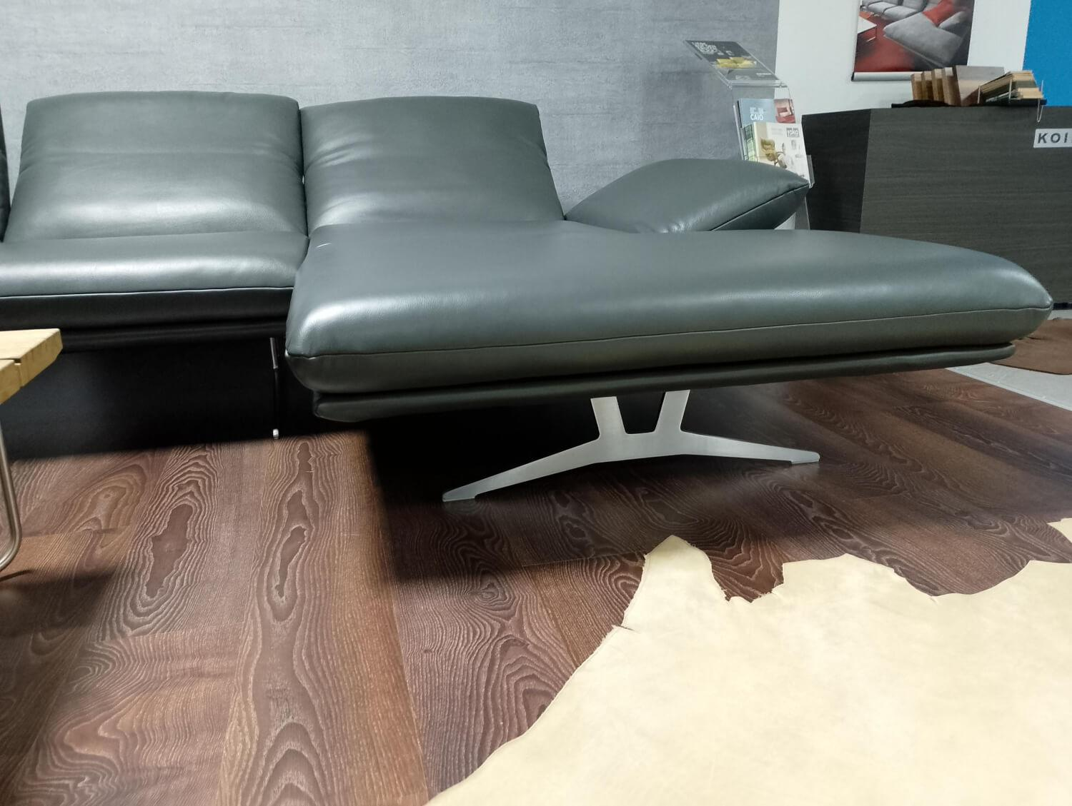 Koinor - Ecksofa Francis Leder C Classic Pepper Grau Metallkufe Nickel - 6