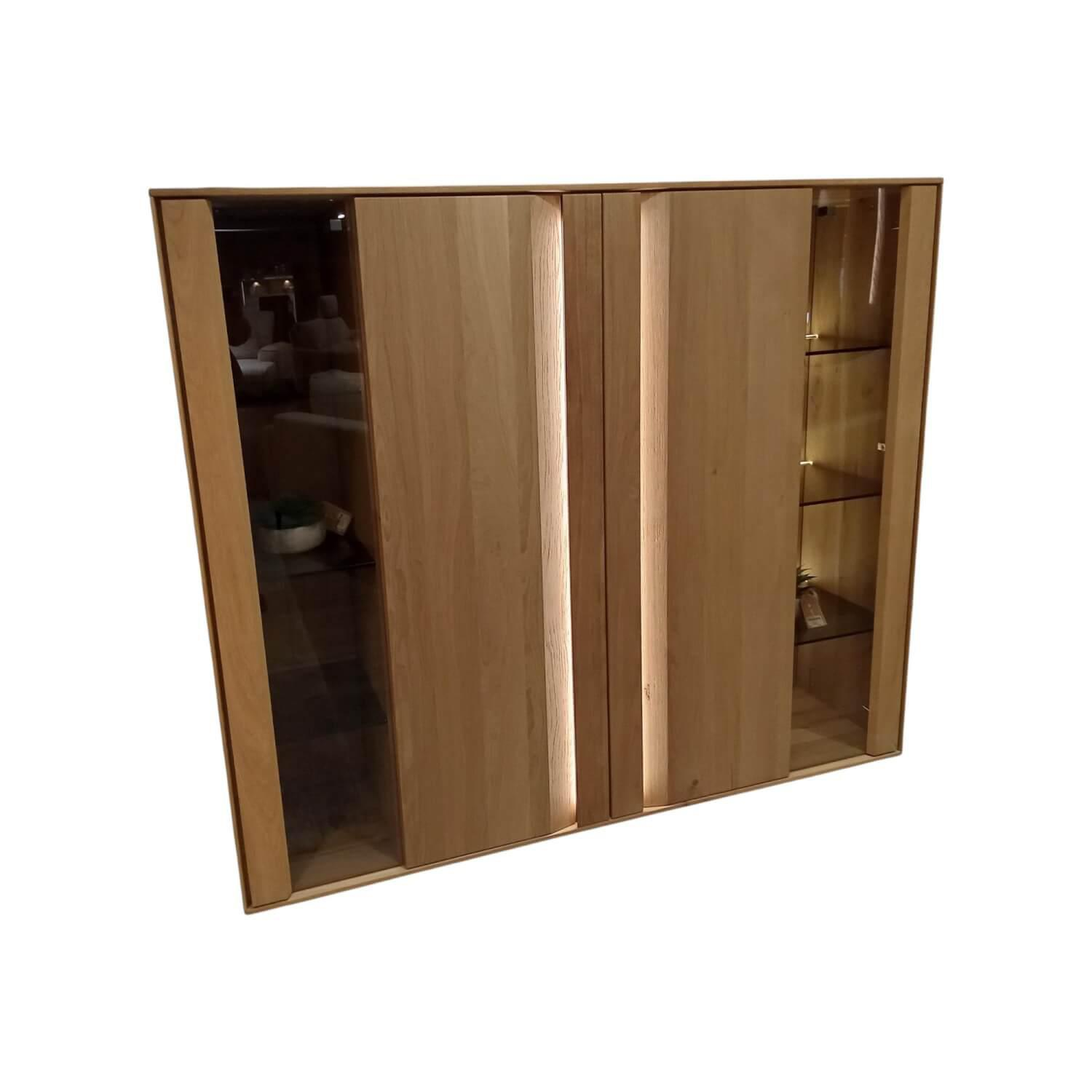 Contur - Highboard Due Viso Wildecihe Roheffekt Massiv Geölt Mit Glastüren Inklusive LED Beleuchtung - 1