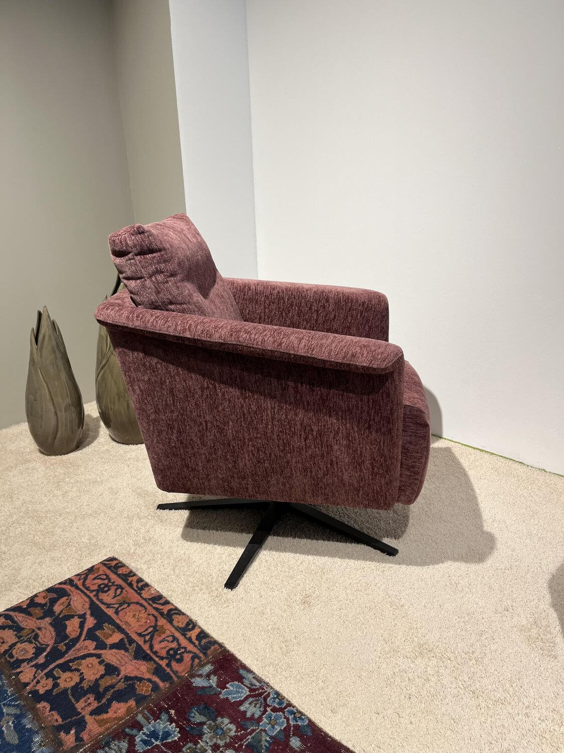 Activineo - Drehsessel Brian Stoff Costa 205 Cabernet Rot Drehgestell Metall Schwarz - 4