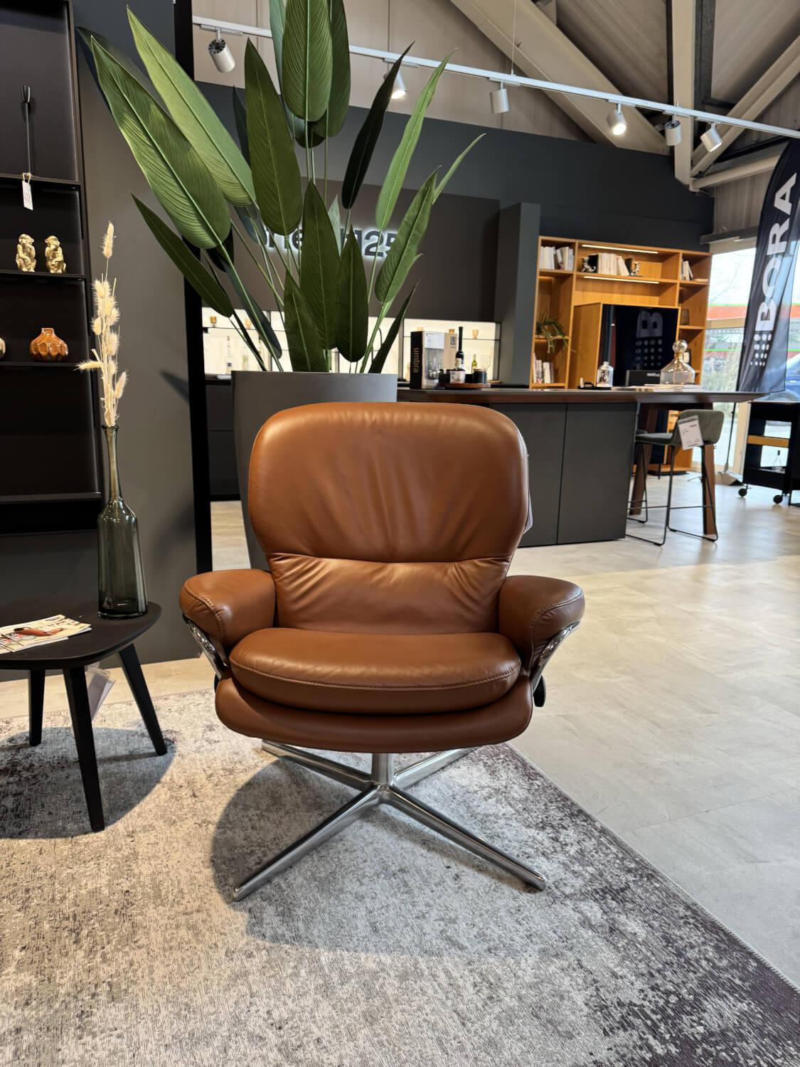 Stressless - Relaxsessel Rome M Niedriger Rücken Leder Paloma Copper Braun Base Cross Aluminium - 7