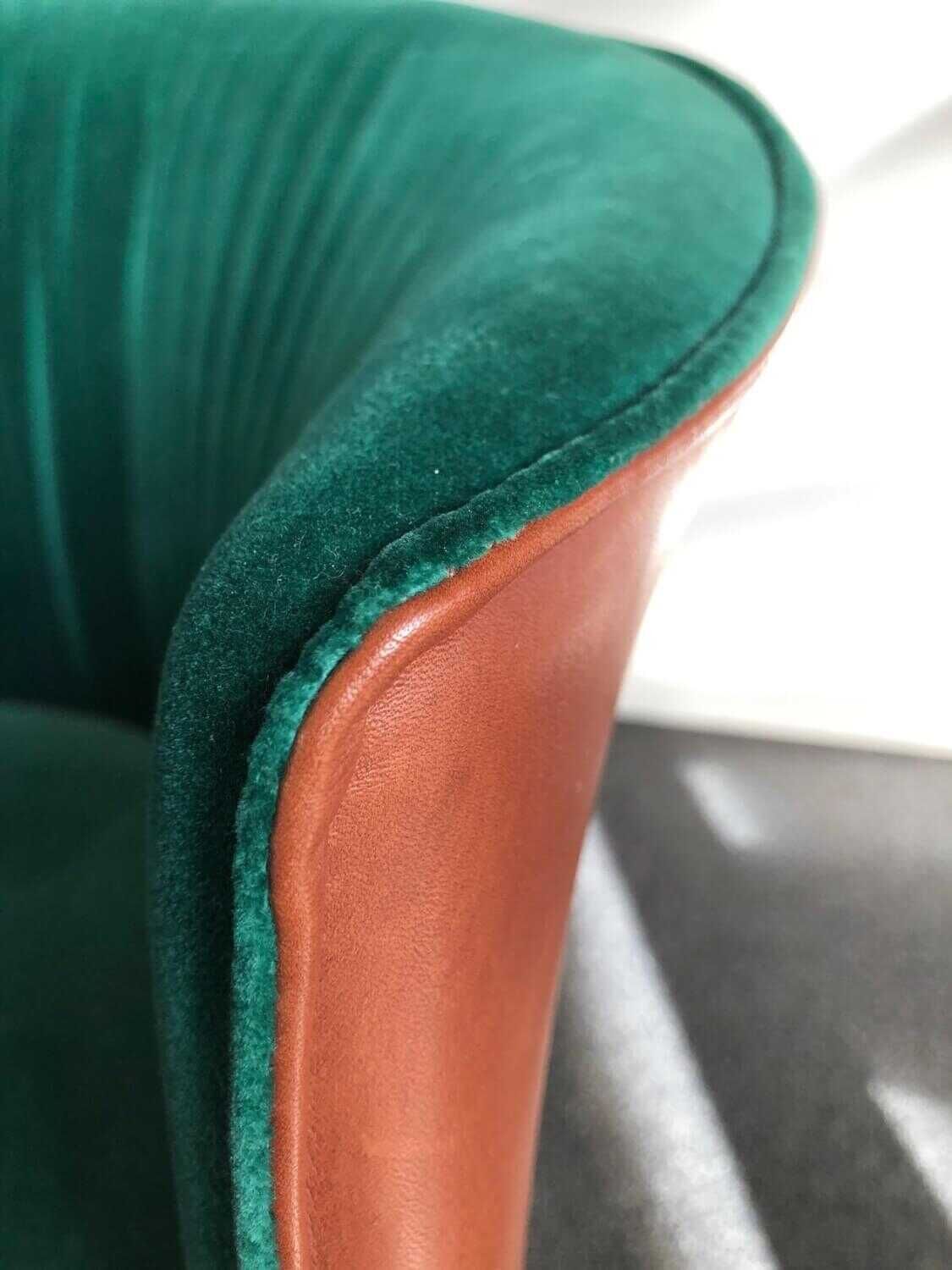 Sessel Lilian Lounge Casual Stoff Velvet Verde Grün Außen Leder Siena