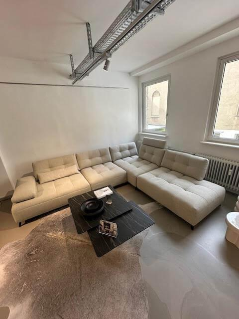 Contur - Ecksofa Comodo Stoff Crumble Silky 61 Beige Metallfuß Anthrazit Pulverbeschichtet Inklusive Kissen - 2