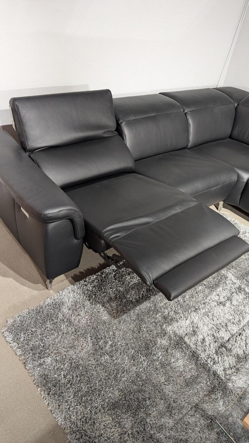 Candy - Ecksofa Sacramento Dickleder Torero Nero Schwarz Gestell Metall Füße Metall Chrom - 6