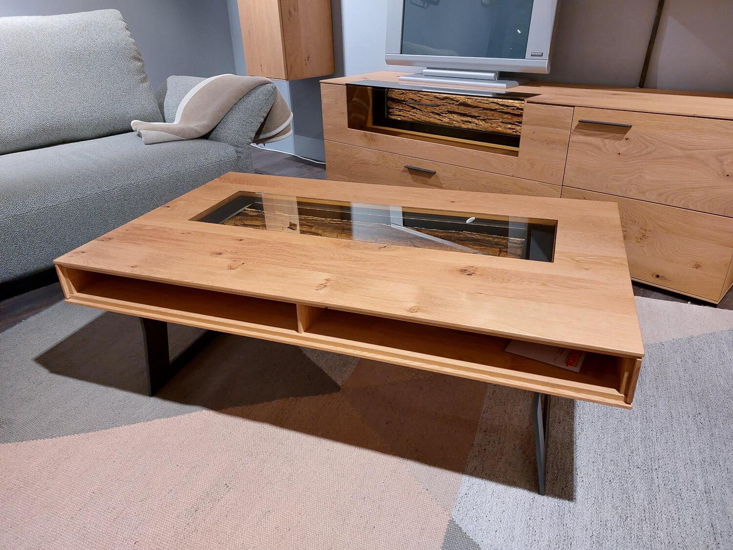 Hartmann - Couchtisch Runa Kerneiche Natur Gebürstet Massiv Kufe Metall Anthrazit - 3