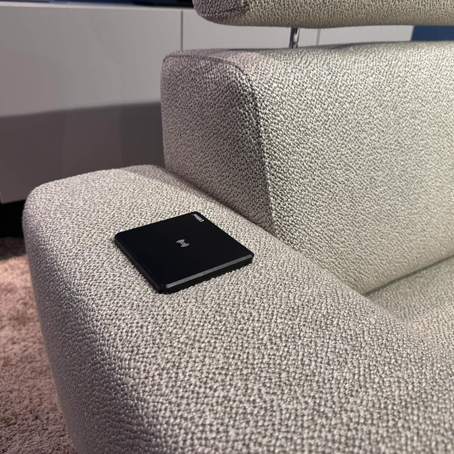 SEDDA - Ecksofa Diva Stoff Liverpool Natur 16 Beige Fuß Aluminium Schwarz Matt Mit Wärmesystem - 7