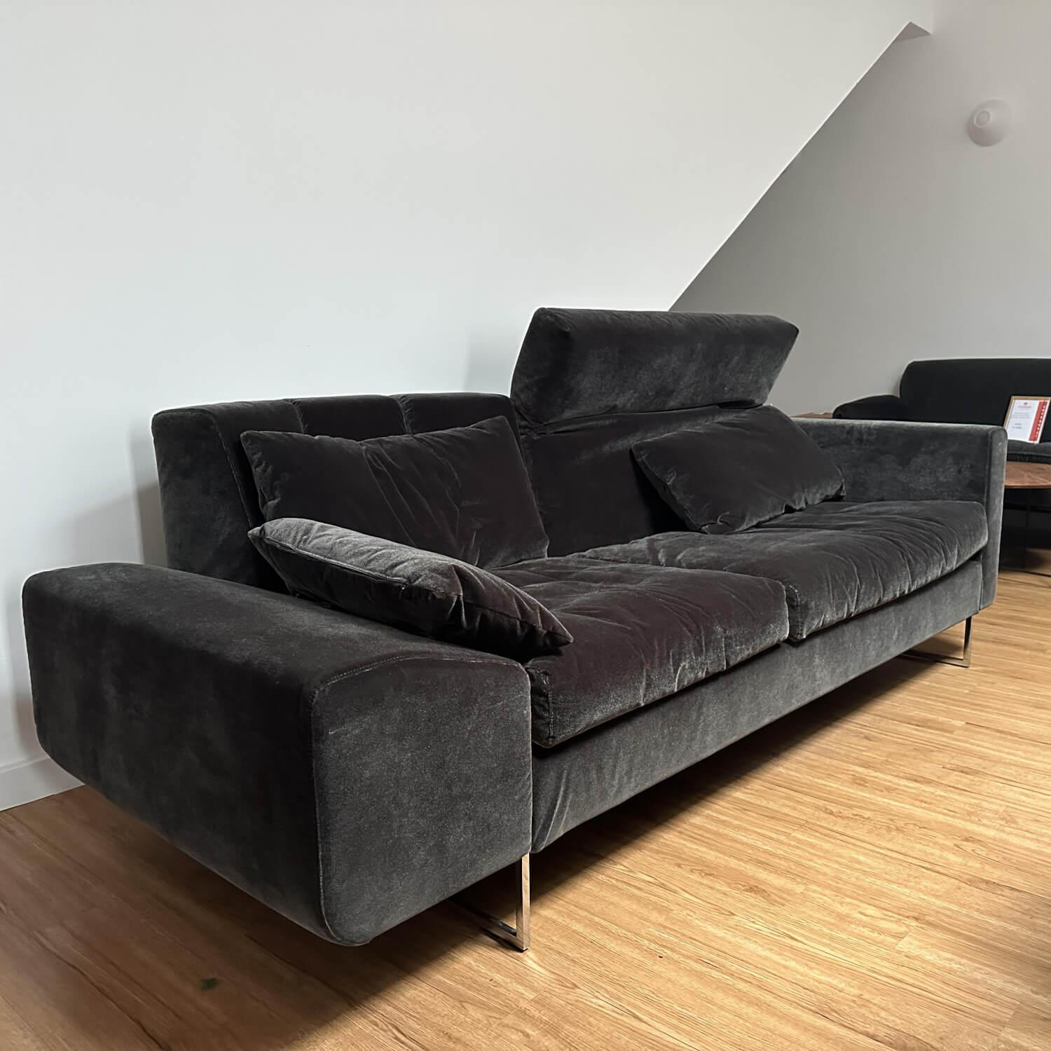Brühl - Sofa Embrace Stoff 4473 98 Anthrazit Kufe Metall Verchromt Glänzend Inklusive Kissen Und Verstellung - 6