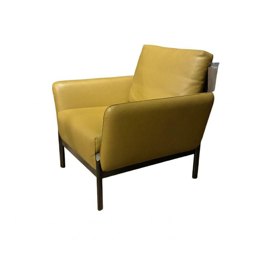 Leolux - Sessel Enna Leder Raffino 294 Fennic Gelb Grün Gestell Expoxy E2200 Nuit Silk Schwarz Matt - 1