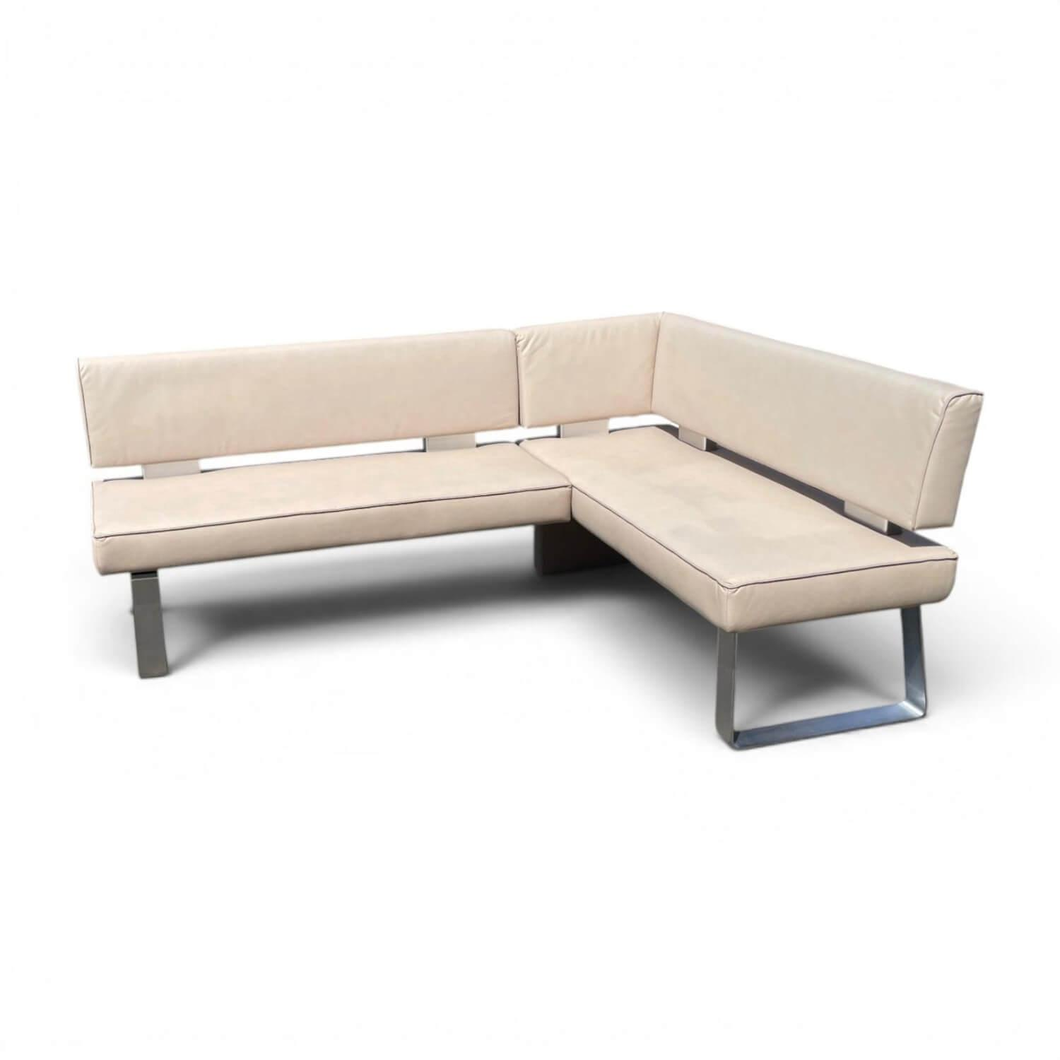 Eckbank 4391 Game Plus Stoff Microfaser 925 32 Beige Gestell Edelstahl Gebürstet