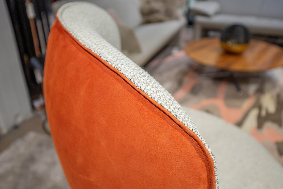 Jori - Relaxsessel Daydreamer Mono-Move Medi Innen Stoff Thuile C0001 Cremeweiß Außen Leder Nubuck Rosso Orange - 4
