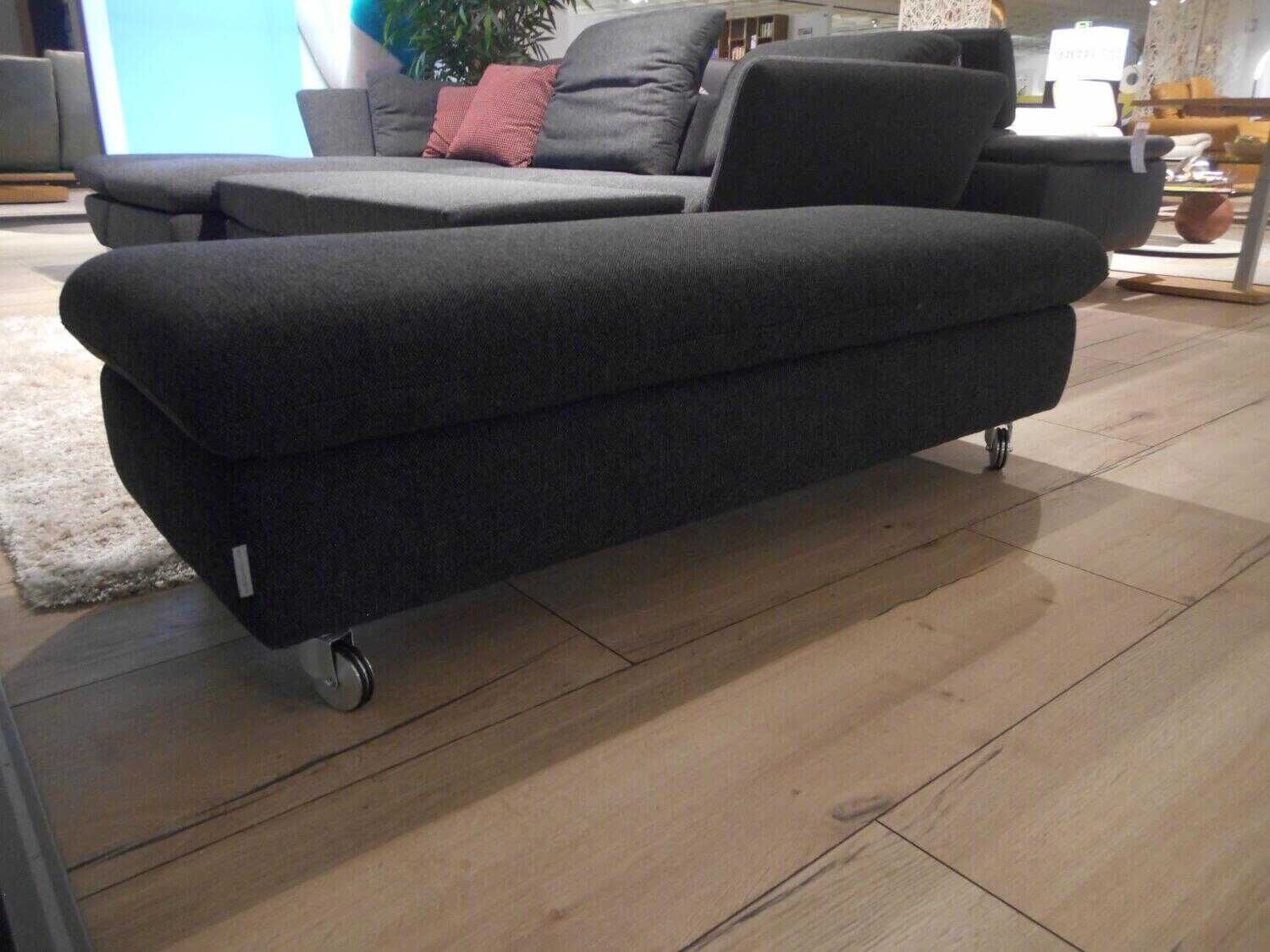 W. Schillig - Ecksofa 15278 Stoff SK50 Schwarz mit Hocker und 2 Kissen - 6