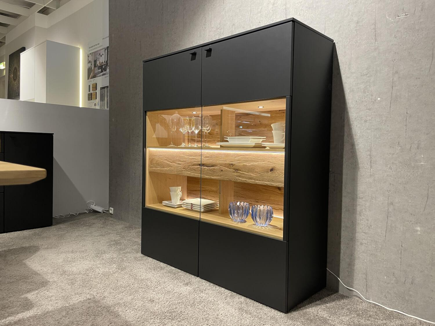 Venjakob - Highboard Lumea 7264 3893 Lack Anthrazit Matt Absetzung Eiche Gehackt Gebürstet Mit Beleuchtung - 6