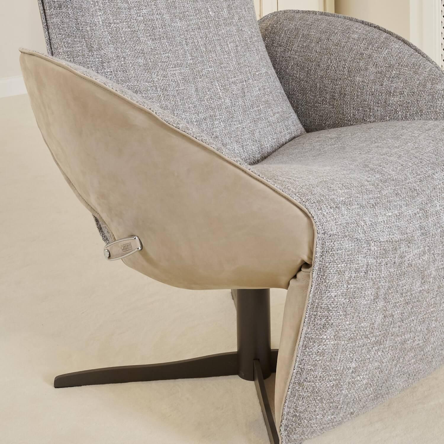 Jori - Funktionssessel Daydreamer Mit Nackenkissen Bezug Innen Stoff Aco 212|F2a Grau Außen Leder Nubuk Creme - 2