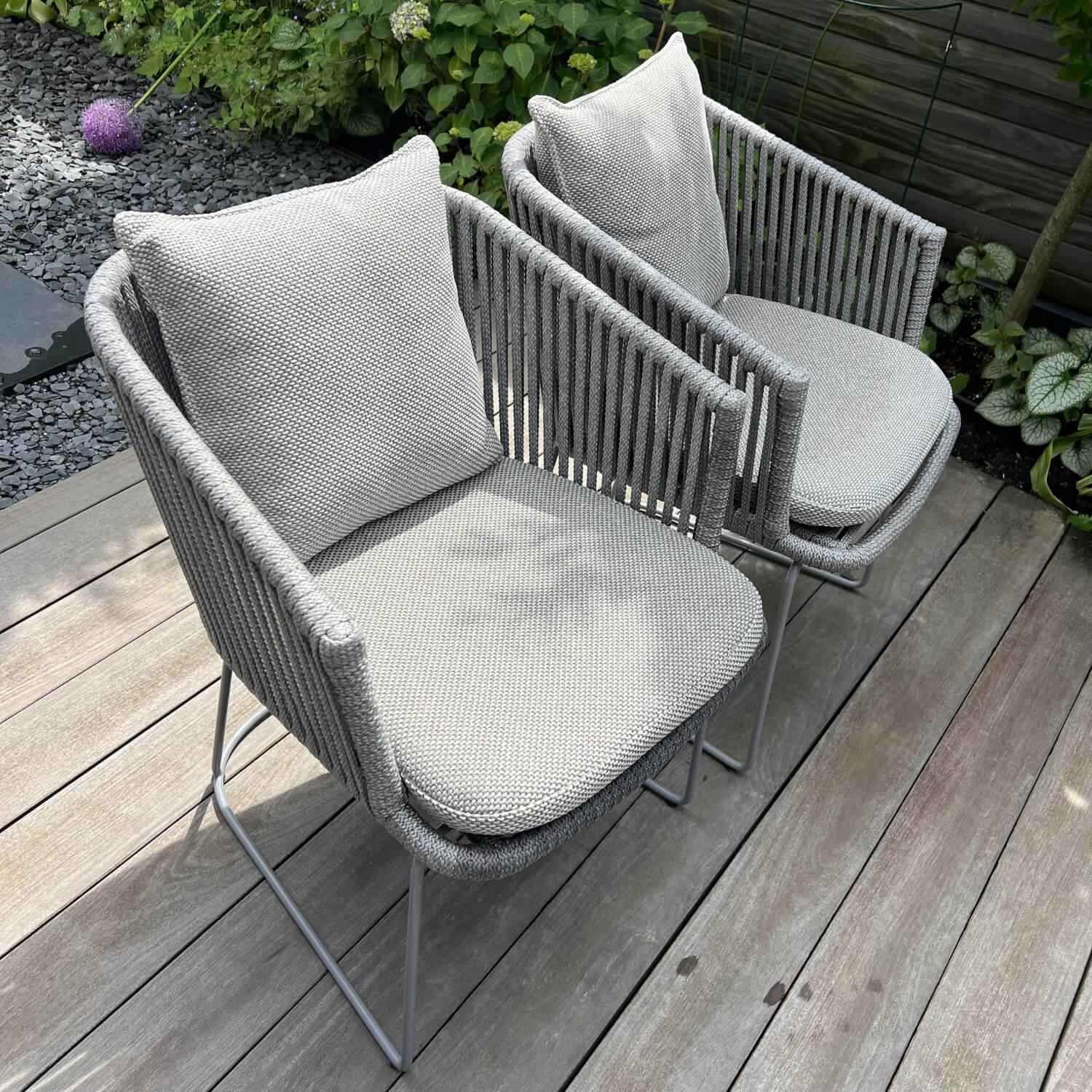 Cane Line - 2er-Set Kufenstuhl Moments Soft Rope Focus Light Grey Grau Gestell Aluminium Grau - 4